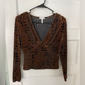 Leith Fitted Velvet Burnout Top